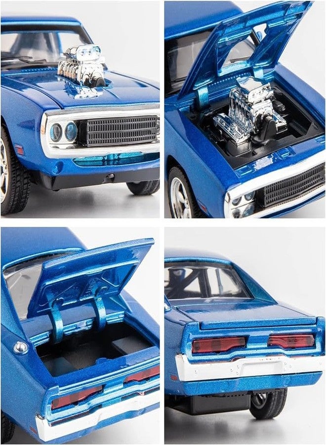 AHBHT Kids Model 1:32 Fast & Furious 7 Die Cast Metal Car Pull Back Action Opening Doors with Realistic Engine Sound Lights Toy Car Gift for Boys - Blue - Image 5